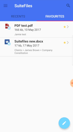 Swipe between your Recents and Favourite files.