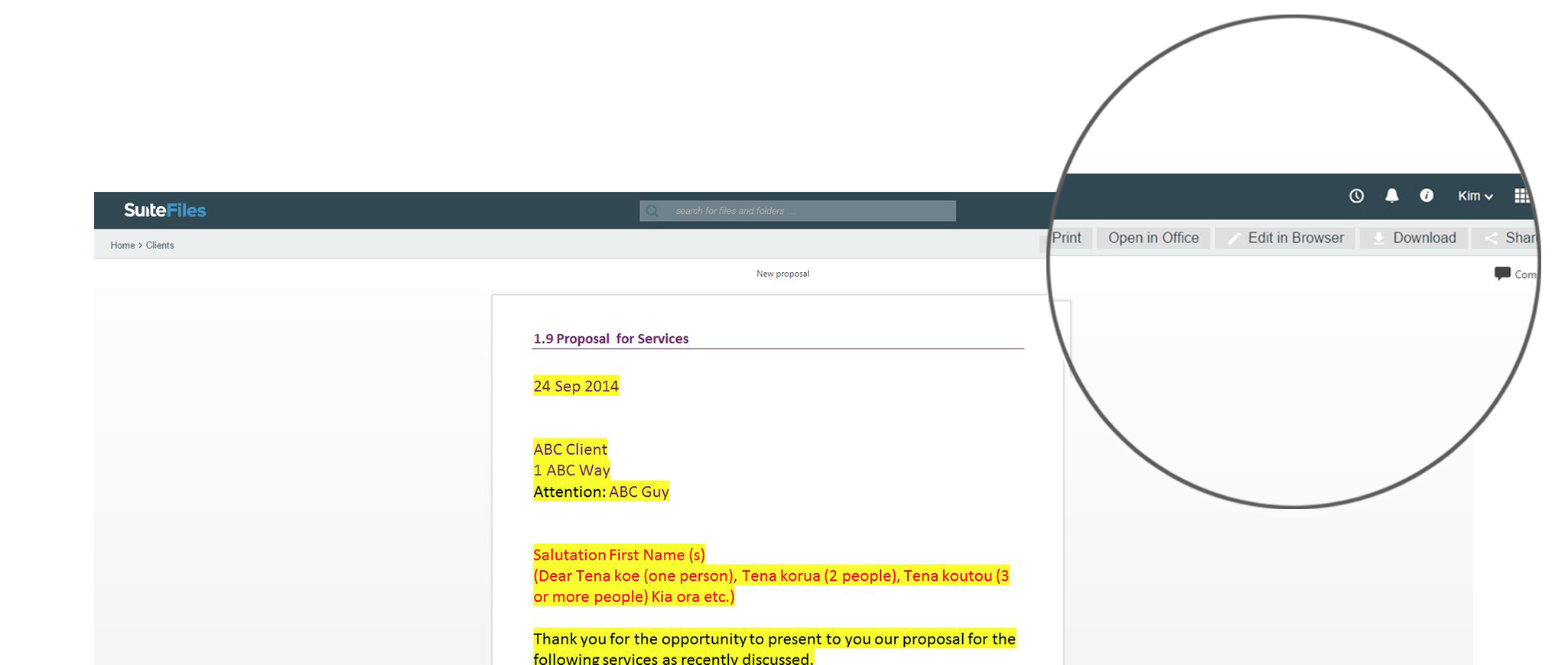 View of SuiteFilew with the Chrome plugin